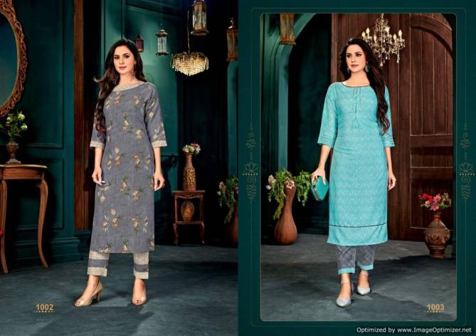 Poonam Tadap Casual Wear rayon Printed Kurti With Pant Latest Collection